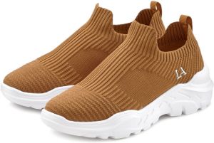 Lascana Sneakers Slip on van elastisch mesh materiaal en ultralichte zool veganistisch