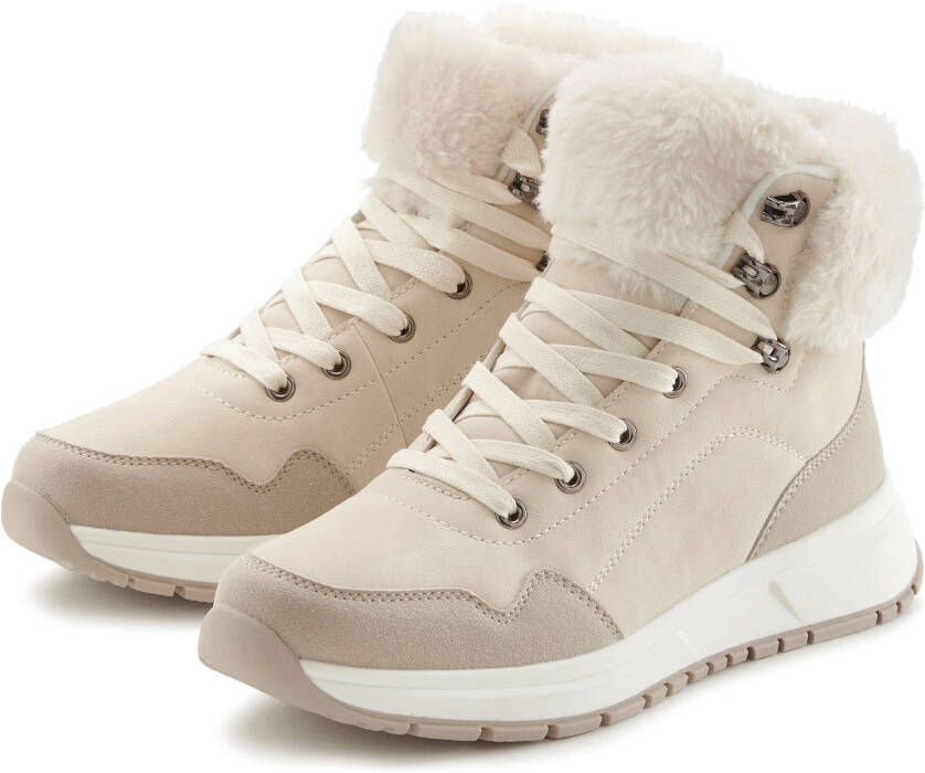 Lascana Winterlaarsjes High top sneaker veterschoen boots laars van waterafstotend materiaal met warmfutter vegan