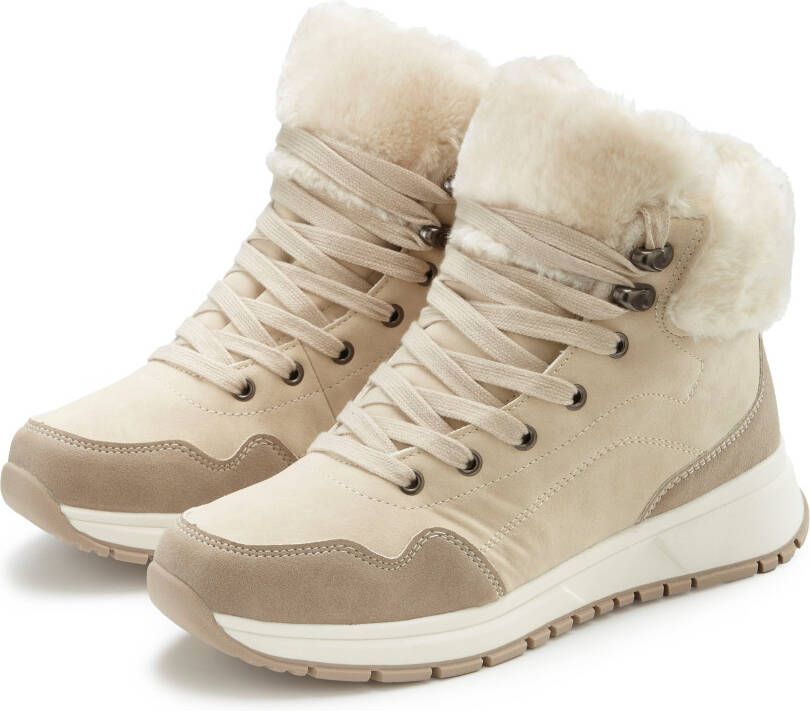 Lascana Winterlaarsjes High top sneaker veterschoen boots laars van waterafstotend materiaal met warmfutter vegan