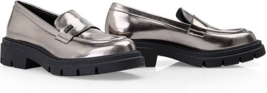 Marc Cain Loafers Noble Neutrals chunky slipper plateau schoen met blokhak