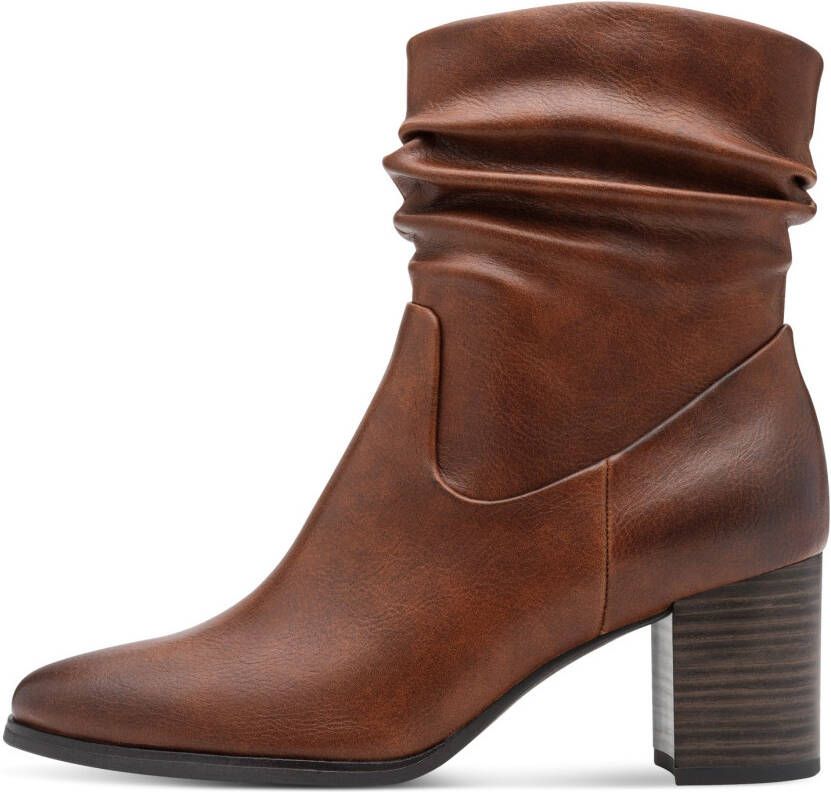 Marco Tozzi Laarsjes ANGIO blokhak business schoen met plooien in slouchy look