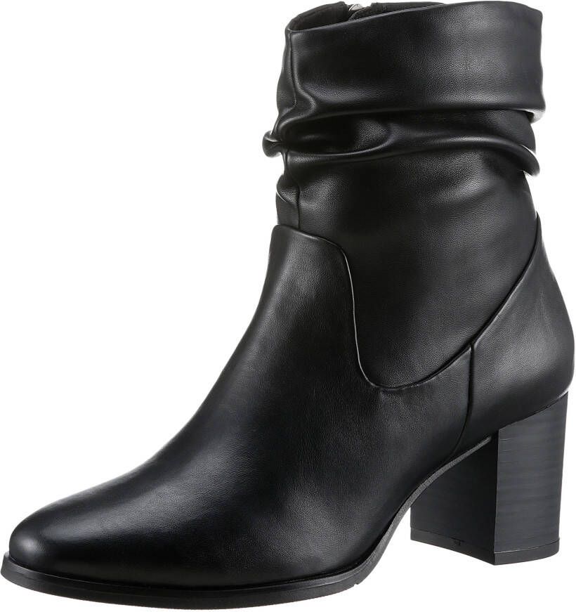Marco Tozzi Laarsjes ANGIO blokhak business schoen met plooien in slouchy look