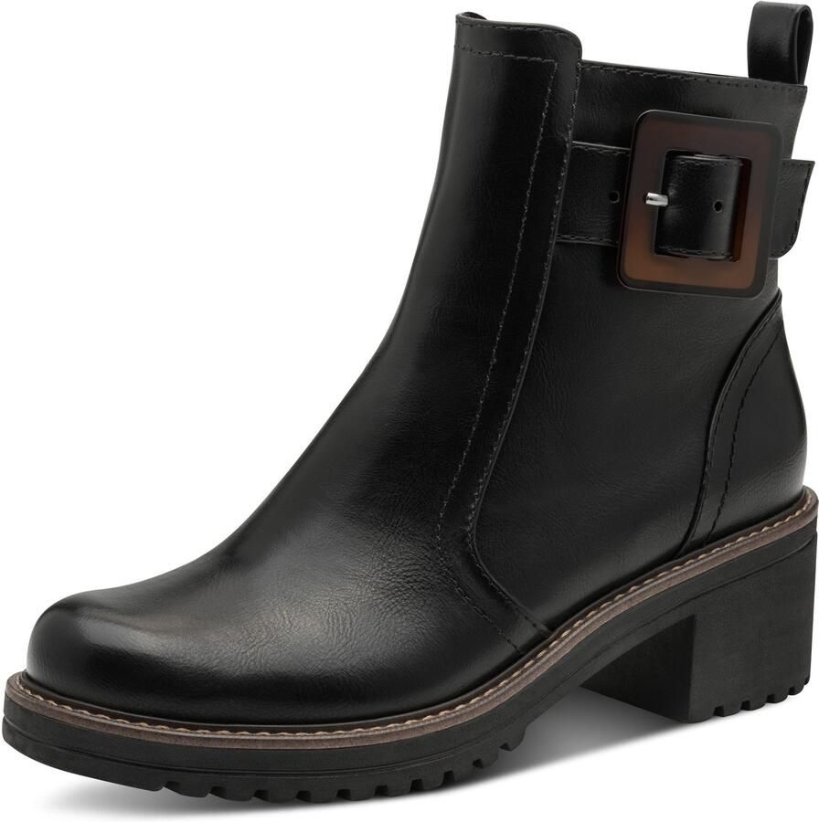 Marco Tozzi Laarsjes blokhak herfstboots in veganistische uitvoering