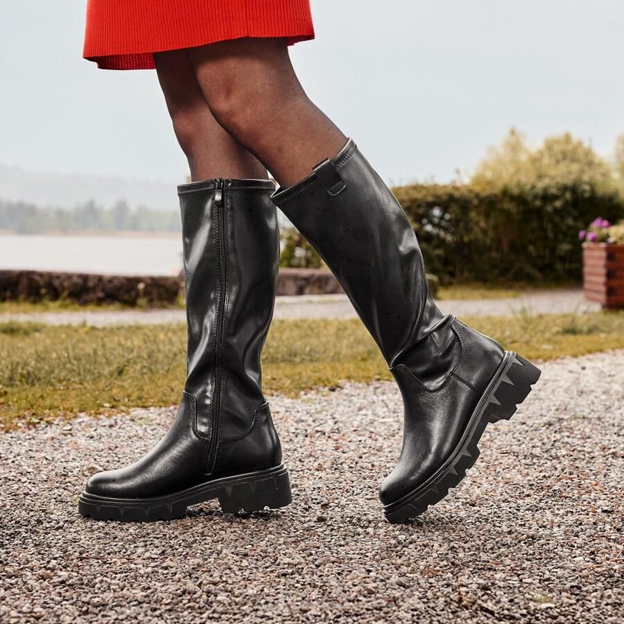 Marco Tozzi Laarzen blokhak lange laarzen met praktische binnenrits