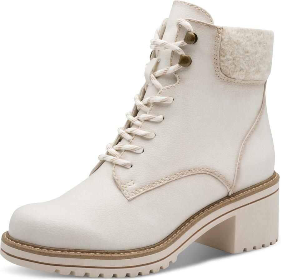 Marco Tozzi Winterlaarsjes blokhak veterboots winterboots met haken in bergbeklimmerslook