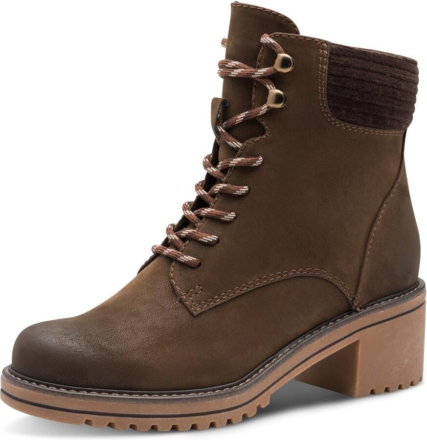 Marco Tozzi Winterlaarsjes blokhak veterboots winterboots met haken in bergbeklimmerslook - Foto 2