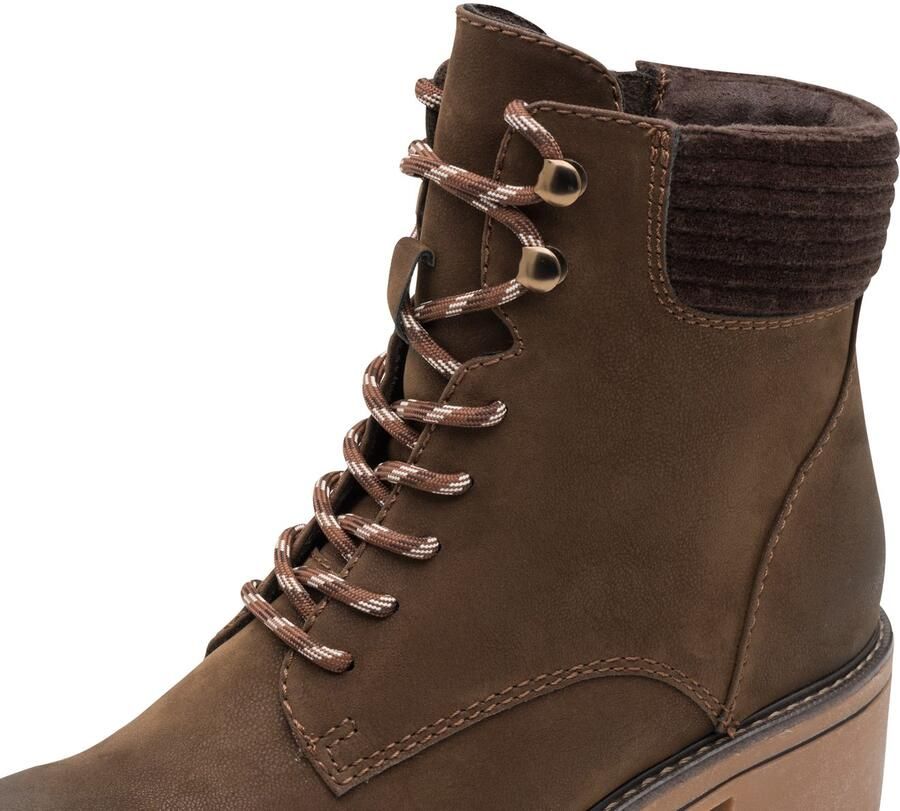 Marco Tozzi Winterlaarsjes blokhak veterboots winterboots met haken in bergbeklimmerslook - Foto 3