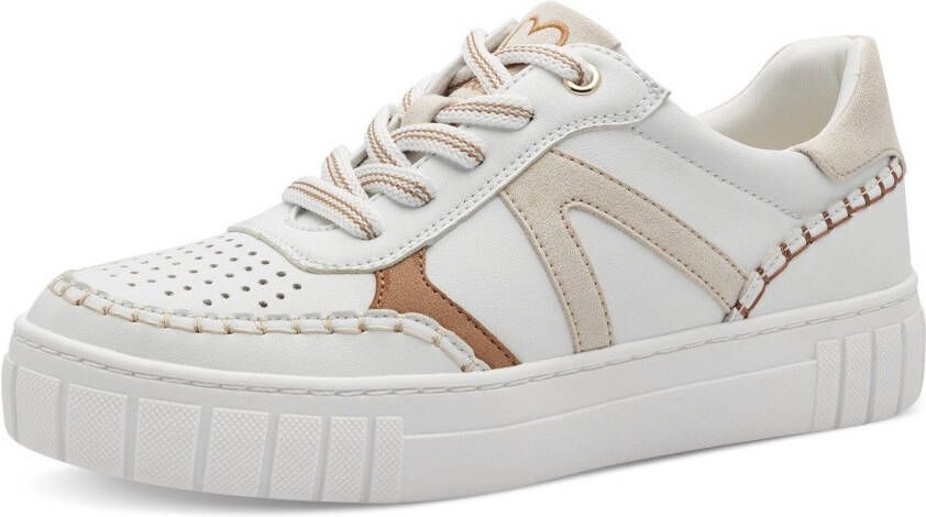 Marco Tozzi Plateausneakers vrijetijdsschoen lage schoen veterschoen met onderlegde perforatie