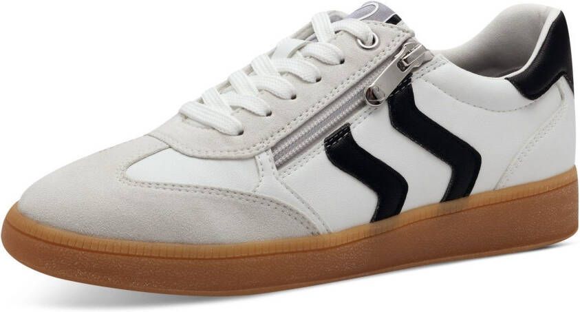 Marco Tozzi Plateausneakers vrijetijdsschoen lage schoen veterschoen met contrast bies