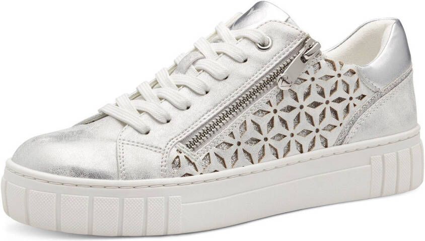 Marco Tozzi Plateausneakers vrijetijdsschoen lage schoen veterschoen met onderlegde perforatie