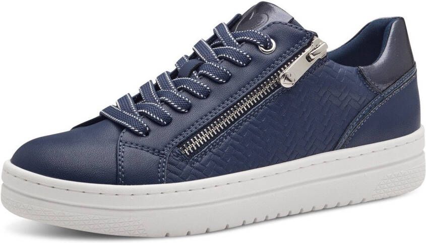 Marco Tozzi Plateausneakers vrijetijdsschoen lage schoen veterschoen met reliëf