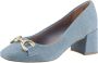 Marco Tozzi Pumps avondschoen feestelijke schoen blokhak met gouden sierketting - Thumbnail 2