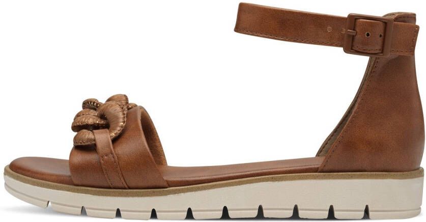 Marco Tozzi Sandalen zomerschoen sandaal wig hak met decoratieve ketting in dezelfde kleur