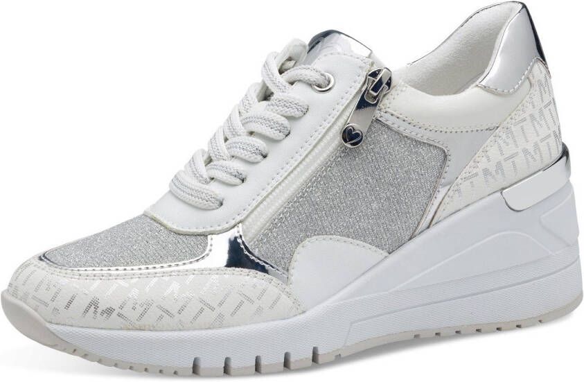 Marco Tozzi Sneakers met sleehak vrijetijdsschoen lage schoen veterschoen in vegan uitvoering
