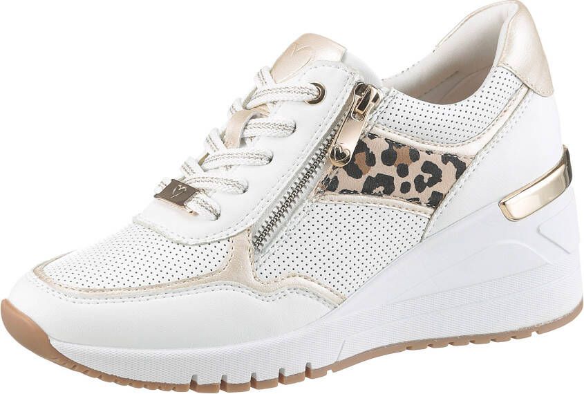 Marco Tozzi Sneakers met sleehak vrijetijdsschoen lage schoen veterschoen met buitenrits