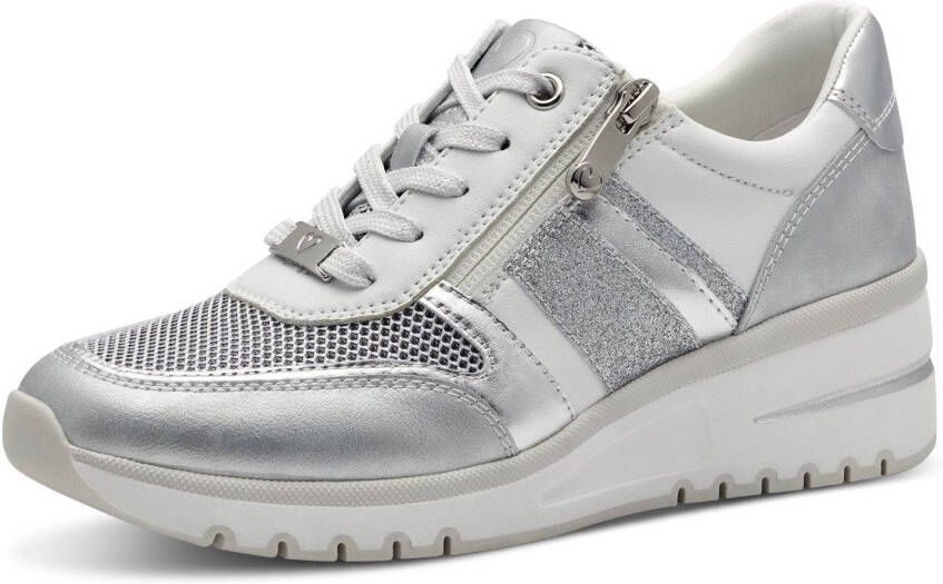 Marco Tozzi Sneakers met sleehak vrijetijdsschoen lage schoen veterschoen met buitenrits
