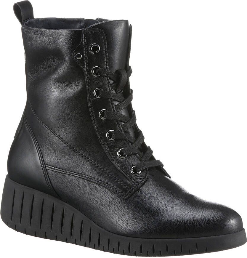 Marco Tozzi Veterschoenen CERASO sleehak veterschoen enkellaars in comfortabele schoenwijdte