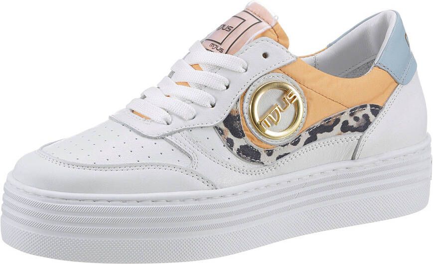 Mjus Plateausneakers Valley met modieus contrastbeleg