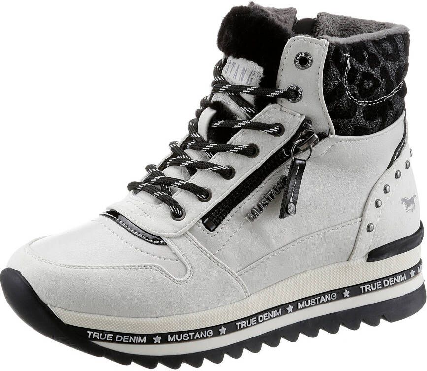 Mustang Shoes Hoge veterschoenen met 3 5 cm dik plateau - Foto 3