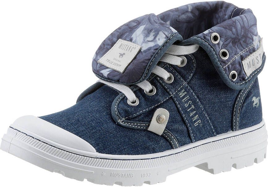 Mustang Shoes Hoge veterschoenen met omklapbare kraag