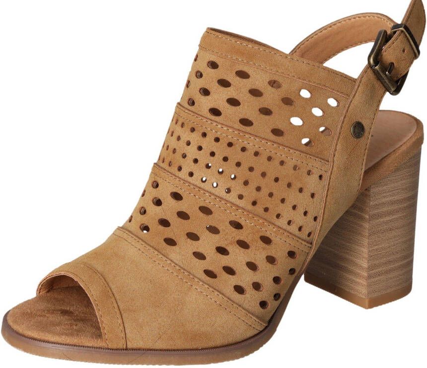 Mustang Shoes Sandaaltjes zomerschoen avond schoen blokhak met stijlvolle perforaties