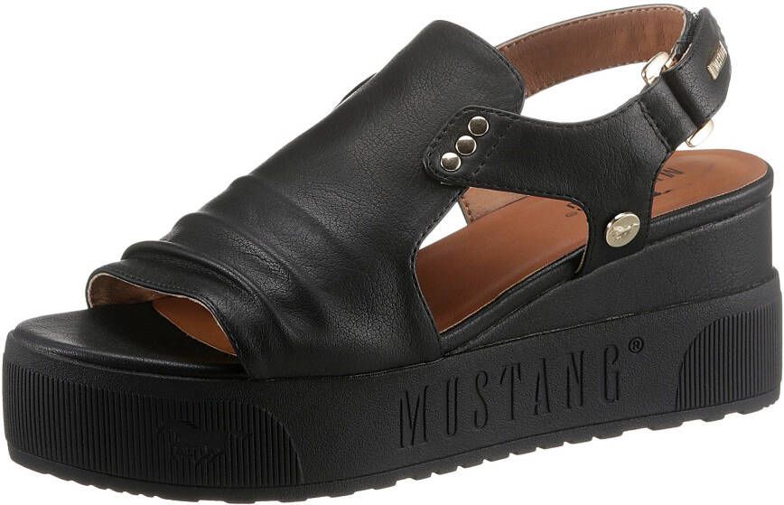 Mustang Shoes Sleehaksandaaltjes zomerschoen sandaal sleehak met klittenbandjes - Foto 2