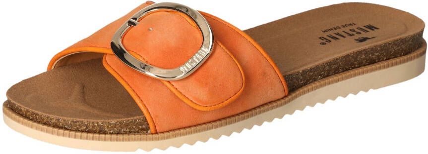 Mustang Shoes Slippers zomerschoen slippers poolslides met grote decoratieve gesp
