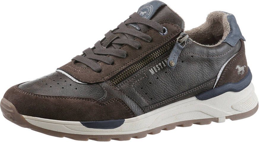 Mustang Comfortabele herensneaker met rits Brown Heren - Foto 4