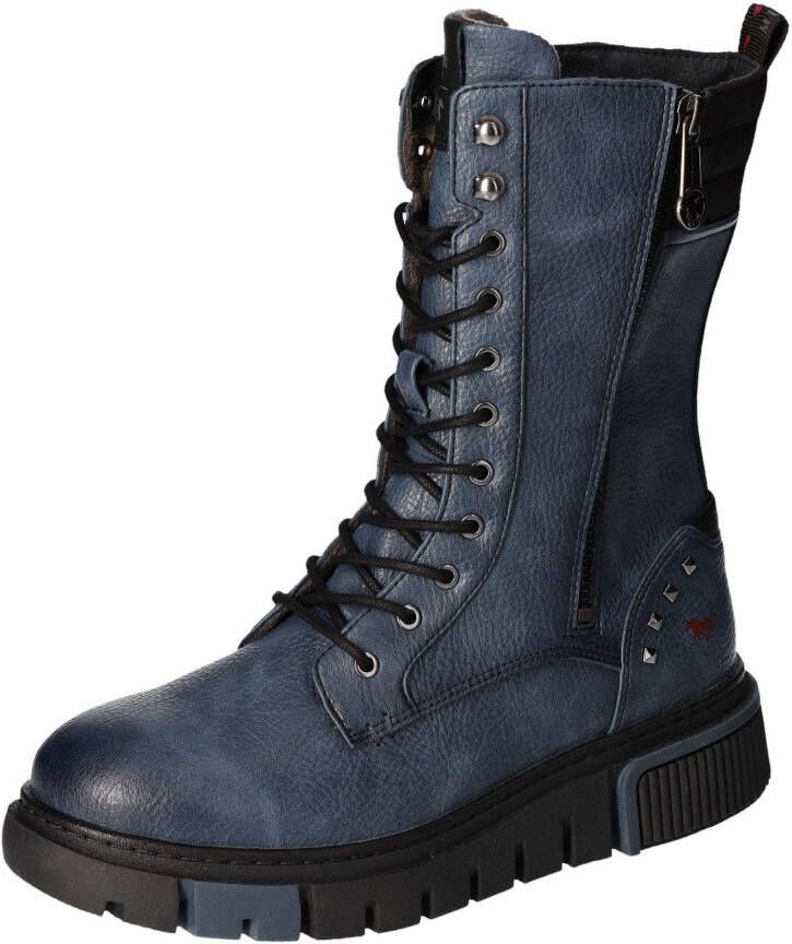 Mustang Shoes Veterschoenen enkellaars plateaulaarzen festival met nagelversiering