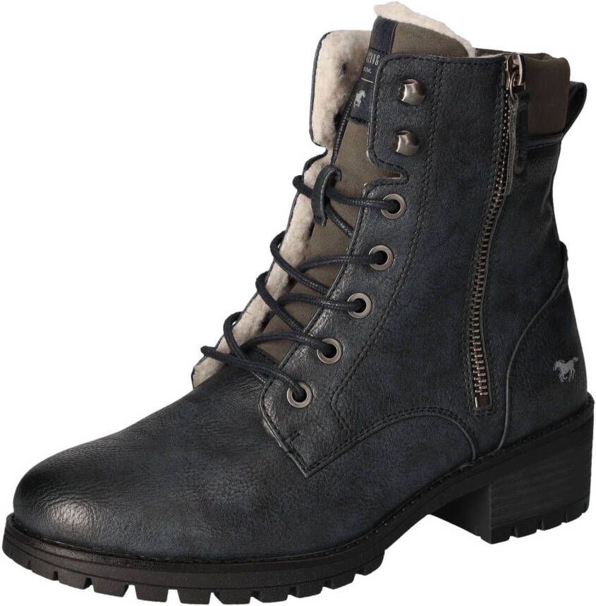 Mustang Shoes Veterschoenen enkellaars hakken in metallic-look smalle vorm