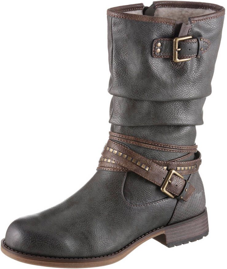 Mustang Shoes Winterlaarzen met siergespen op de slouchy schacht