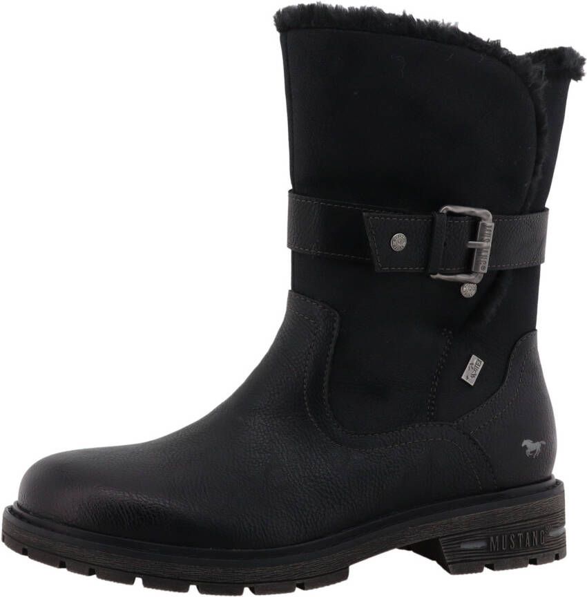 Mustang Shoes Winterlaarzen Bienke Biker boots met blokhak en sierriem