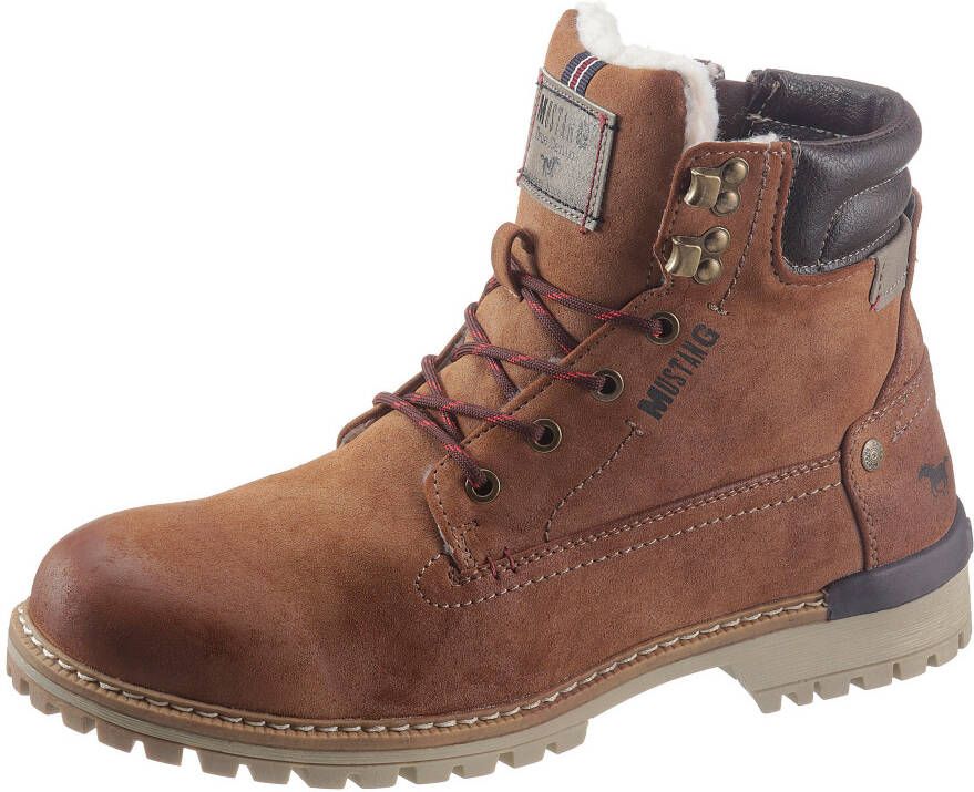 Mustang Shoes Winterlaarzen lace-up boots ankle boots worker boots contrast trim logo patch