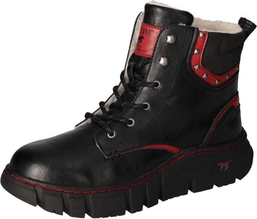 Mustang Shoes Winterlaarzen plateau veterschoenen enkellaars met contrastafwerking en -naad