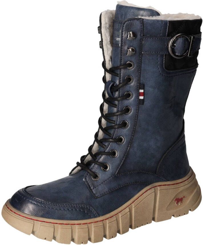 Mustang Shoes Winterlaarzen veterschoenen snowboots profielzool met binnenrits