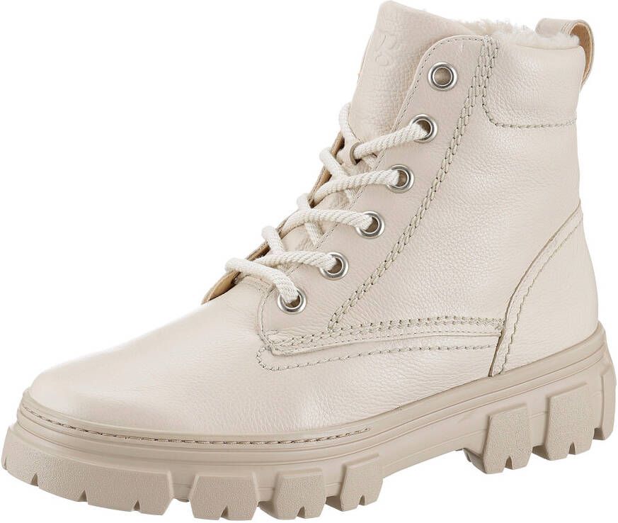 Paul Green Hoge veterschoen met warme voering Beige