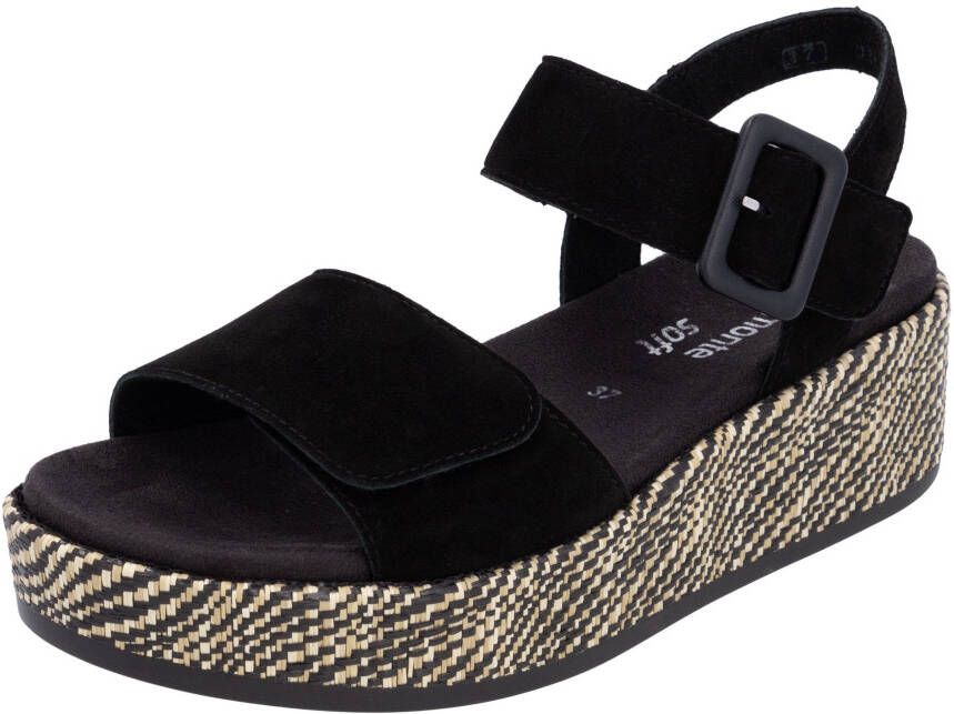Remonte Sandaaltjes Elisabeth Hurley-Collection Sleehak zomerschoen sandaal met bandjes en bekleed plateau