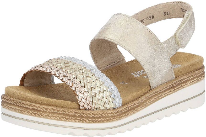 Remonte Sleehaksandaaltjes ELLE-Collection zomerschoen sandaal sleehak met vlechtbandage in metallic-look