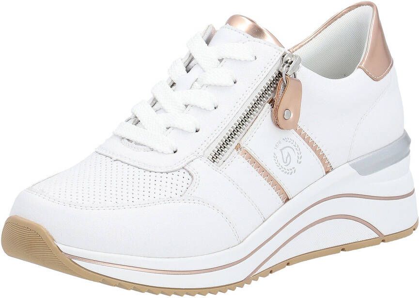 Remonte Sneakers met sleehak vrijetijdsschoen lage schoen veterschoen met metallic contrastaccenten - Foto 5