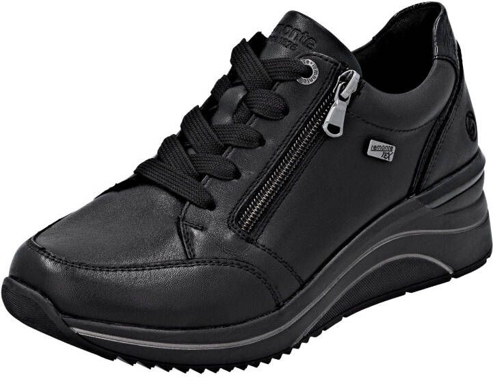 Remonte Sneakers met sleehak vrijetijdsschoen lage schoen veterschoen met goudkleurige logo-hanger