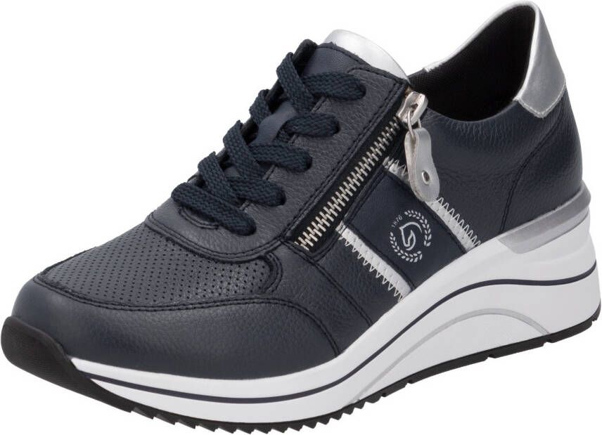 Remonte Sneakers met sleehak vrijetijdsschoen lage schoen veterschoen met metallic contrastaccenten