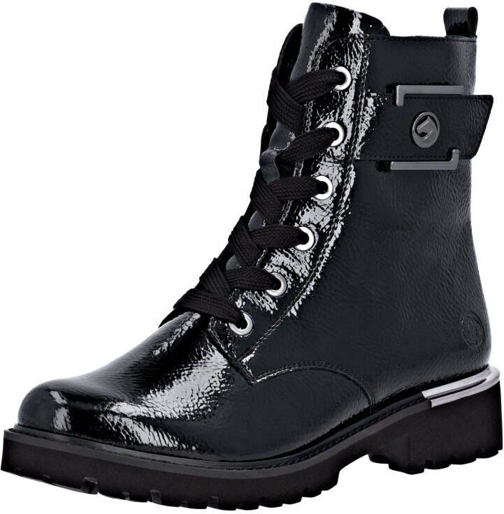 Remonte Veterlaarsjes blokhak veterschoenen in krokodillenlook binnenrits