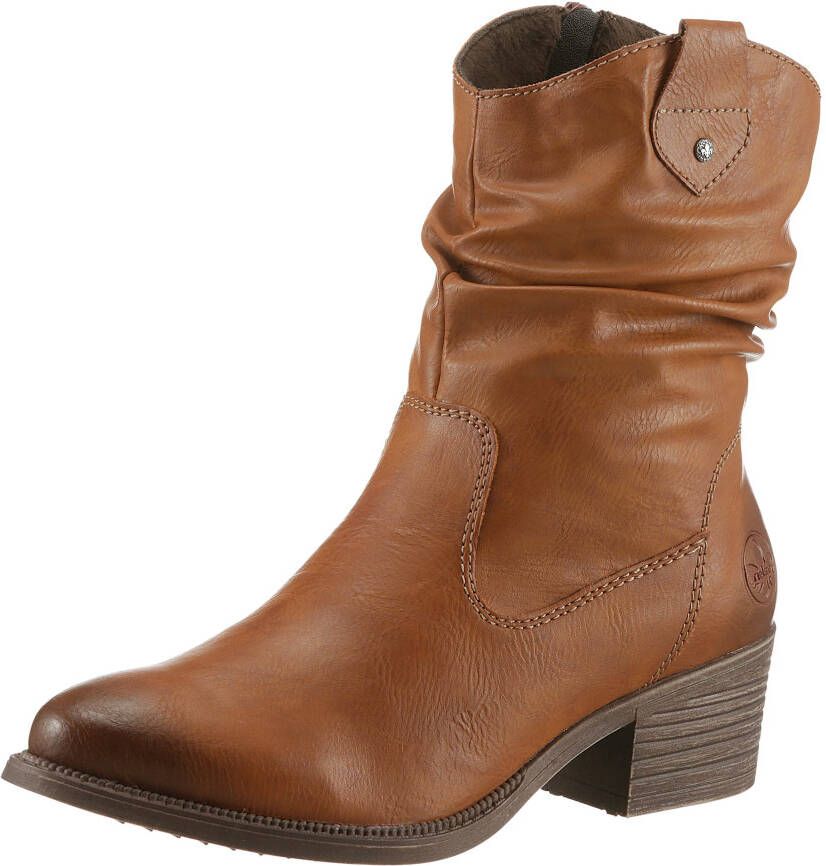 Rieker Cowboylaarsjes cowboylaarzen slouchy schacht blokhak met binnenrits