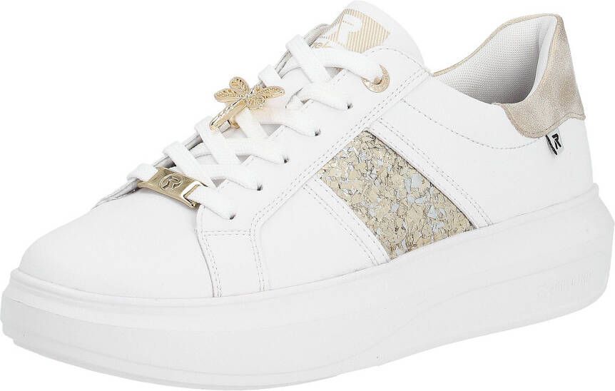 Rieker Trendy witte leren sneakers met gouden libelledetail White Dames - Foto 3