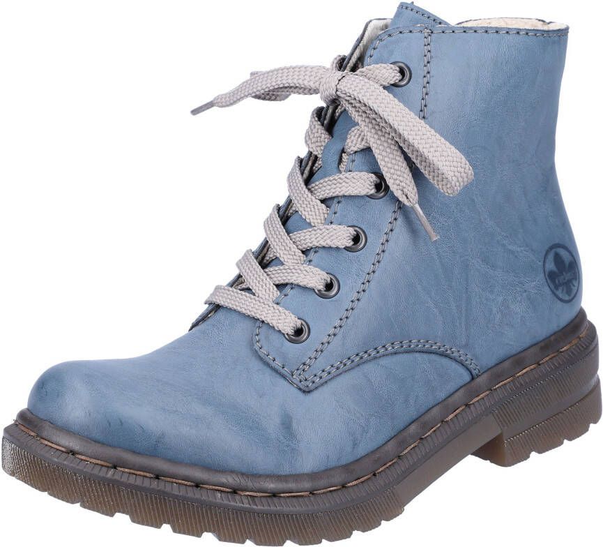 Rieker Hoge veterschoenen veterschoen blokhak met logo-embossing