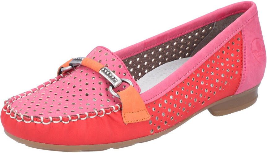 Rieker Instappers moccasin loafer zomerschoen met luchtige perforatie