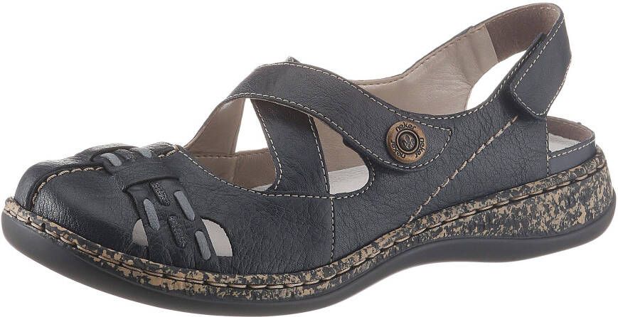 Rieker Klittenbandschoenen zomerschoen sleehak bandjessandaal met contrasterende stiksels