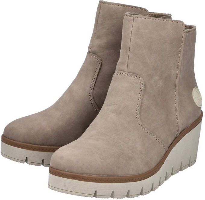Rieker Laarsjes met sleehak wedge boots plateau enkellaars met binnenrits smalle vorm