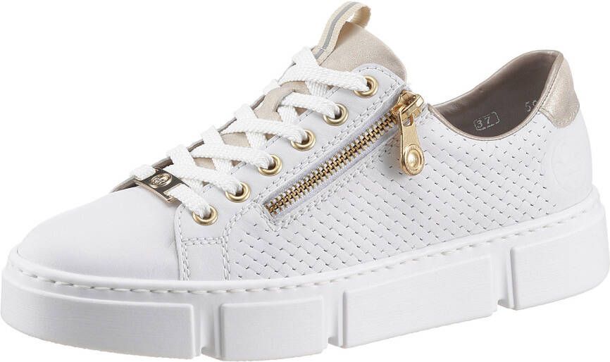 Rieker Plateausneakers met goudkleurige details vrijetijdsschoen lage schoen veterschoen - Foto 3