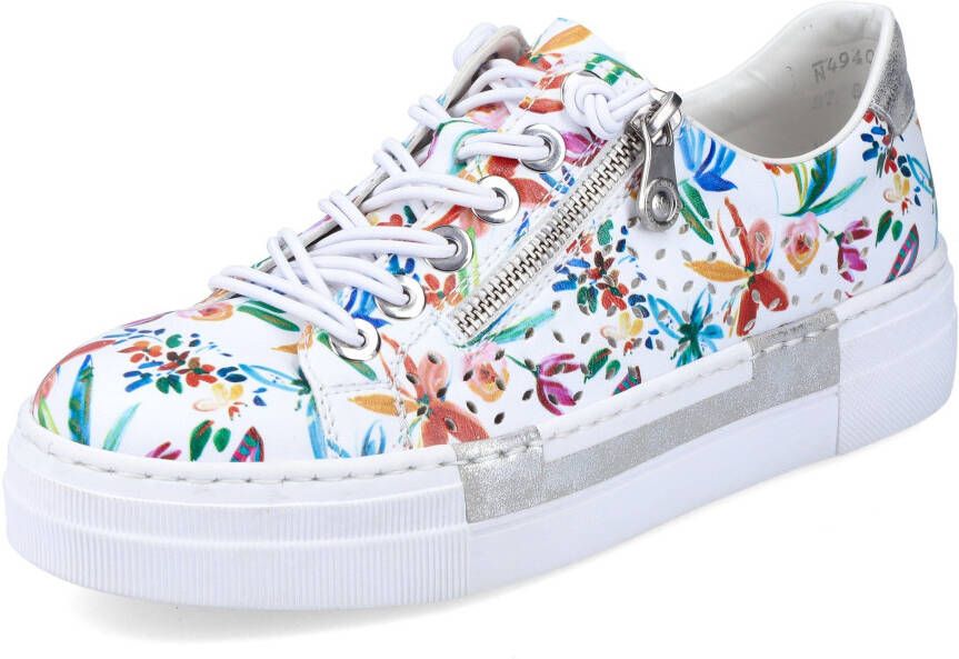 Rieker Plateausneakers met lentebloemenprint vrijetijdsschoen halfhoge schoen veterschoen - Foto 2